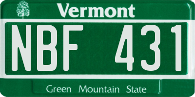VT license plate NBF431