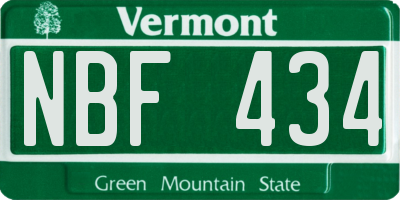 VT license plate NBF434