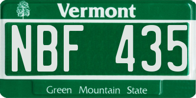 VT license plate NBF435
