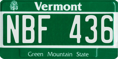 VT license plate NBF436