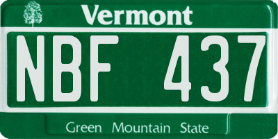 VT license plate NBF437
