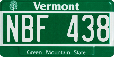 VT license plate NBF438