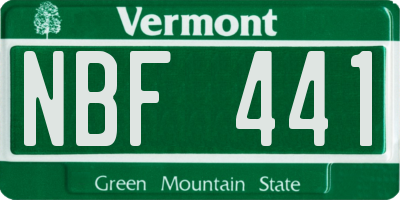 VT license plate NBF441