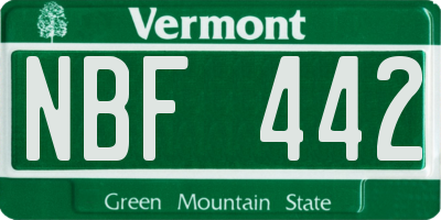 VT license plate NBF442