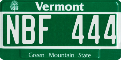VT license plate NBF444