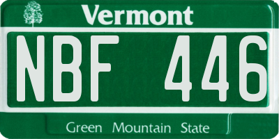 VT license plate NBF446