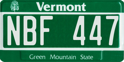 VT license plate NBF447