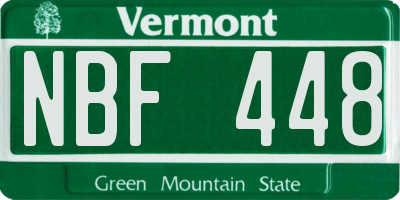 VT license plate NBF448