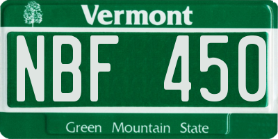 VT license plate NBF450