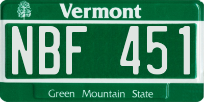 VT license plate NBF451