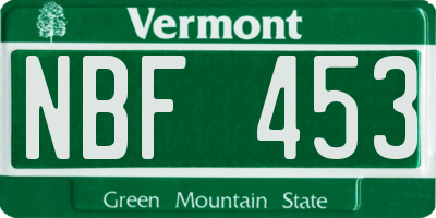 VT license plate NBF453
