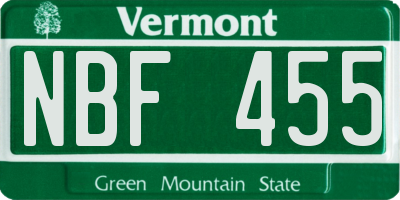 VT license plate NBF455