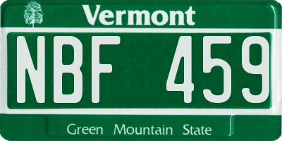 VT license plate NBF459