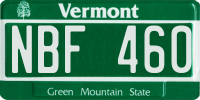 VT license plate NBF460