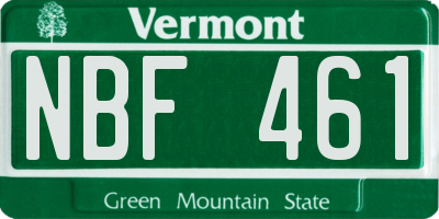 VT license plate NBF461