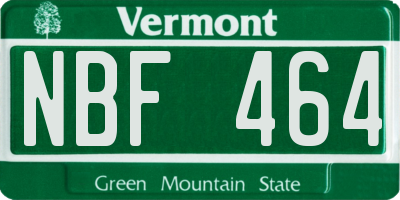 VT license plate NBF464