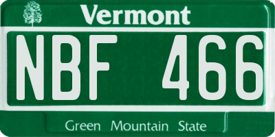 VT license plate NBF466