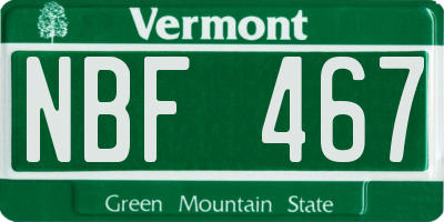 VT license plate NBF467