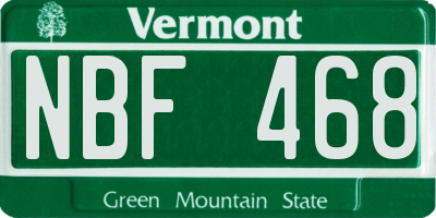 VT license plate NBF468