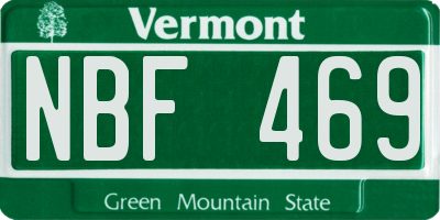 VT license plate NBF469
