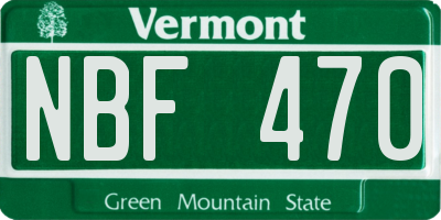 VT license plate NBF470