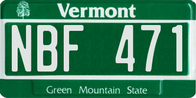 VT license plate NBF471