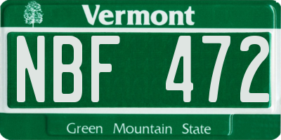 VT license plate NBF472