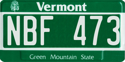 VT license plate NBF473
