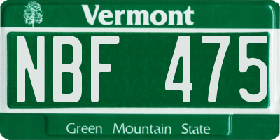 VT license plate NBF475