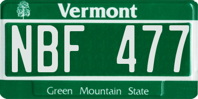 VT license plate NBF477