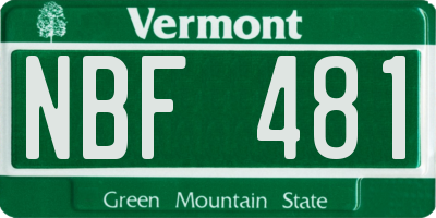 VT license plate NBF481