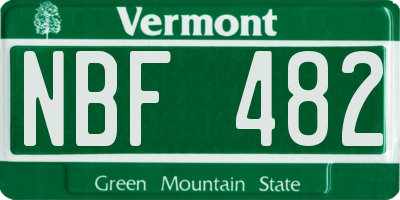 VT license plate NBF482