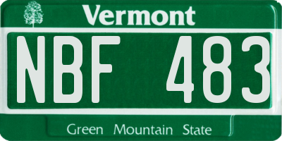 VT license plate NBF483