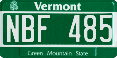 VT license plate NBF485