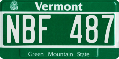 VT license plate NBF487
