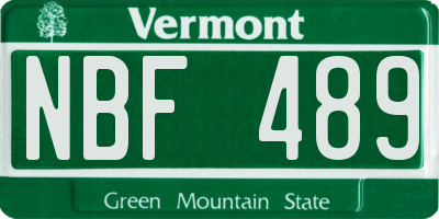 VT license plate NBF489