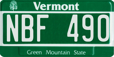 VT license plate NBF490