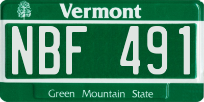 VT license plate NBF491
