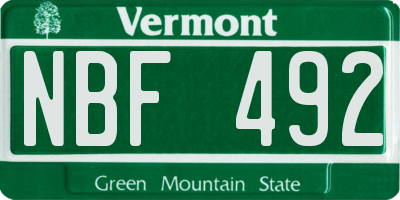 VT license plate NBF492