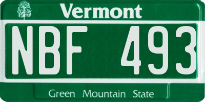 VT license plate NBF493
