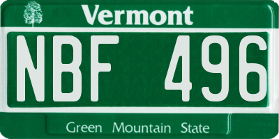 VT license plate NBF496
