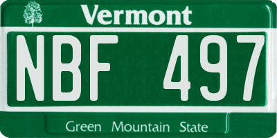 VT license plate NBF497