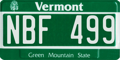 VT license plate NBF499