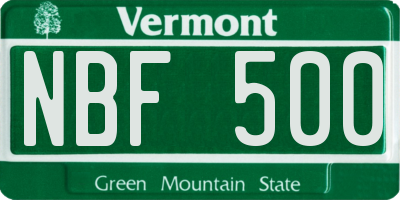 VT license plate NBF500