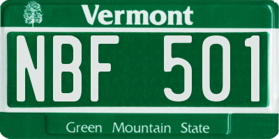 VT license plate NBF501