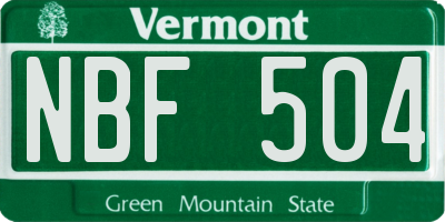 VT license plate NBF504