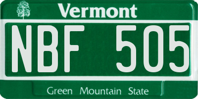 VT license plate NBF505