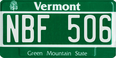 VT license plate NBF506