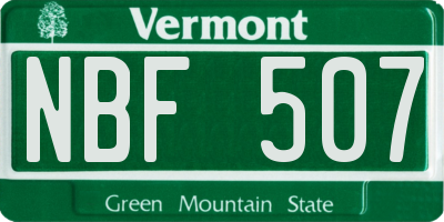 VT license plate NBF507