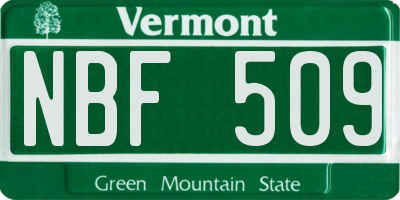 VT license plate NBF509